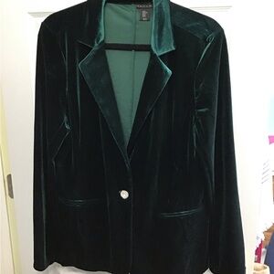 Tahari Women's Velvet Blazer - Green
